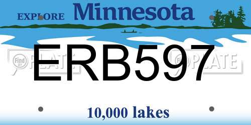 ERB597 Minnesota License Plate
