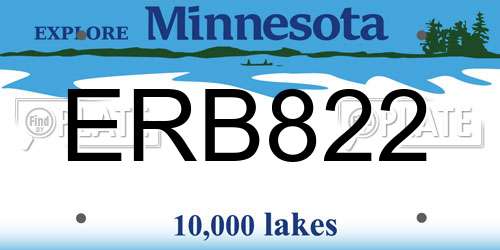 ERB822 Minnesota License Plate