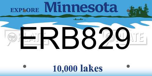 ERB829 Minnesota License Plate