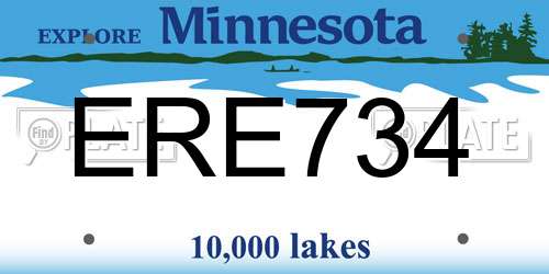 ERE734 Minnesota License Plate