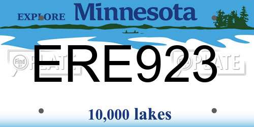 ERE923 Minnesota License Plate