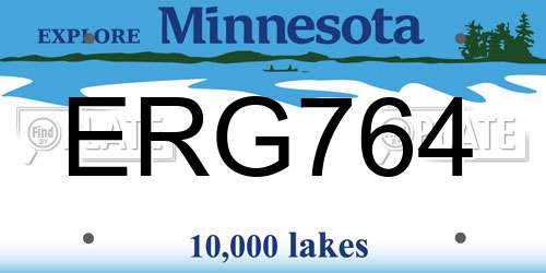 ERG764 Minnesota License Plate