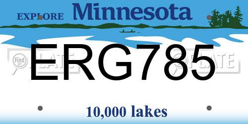 ERG785 Minnesota License Plate