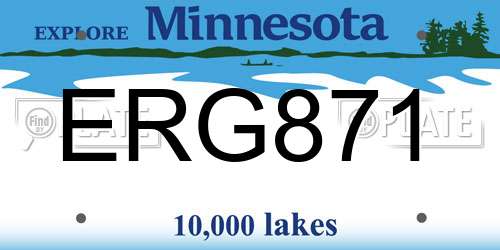 ERG871 Minnesota License Plate
