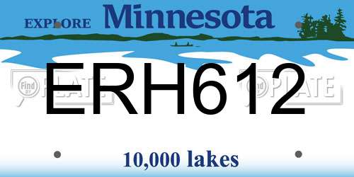 ERH612 Minnesota License Plate