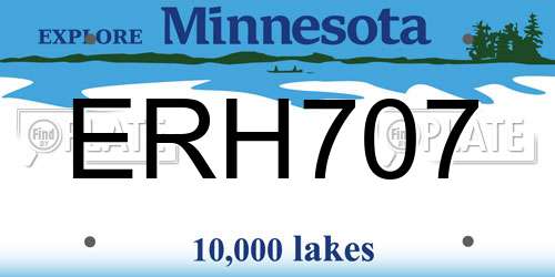 ERH707 Minnesota License Plate