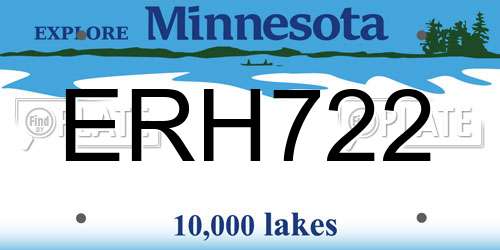 ERH722 Minnesota License Plate