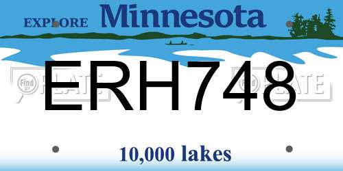 ERH748 Minnesota License Plate