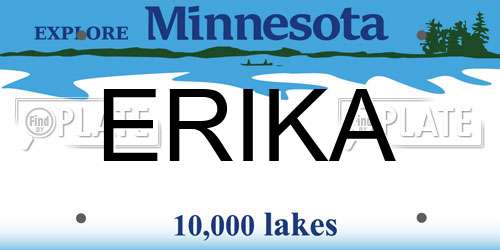 ERIKA Minnesota License Plate