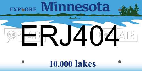 ERJ404 Minnesota License Plate