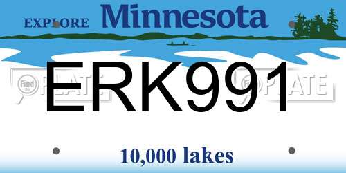 ERK991 Minnesota License Plate