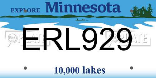 ERL929 Minnesota License Plate