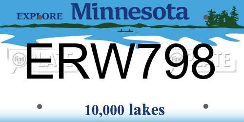 ERW798 Minnesota License Plate