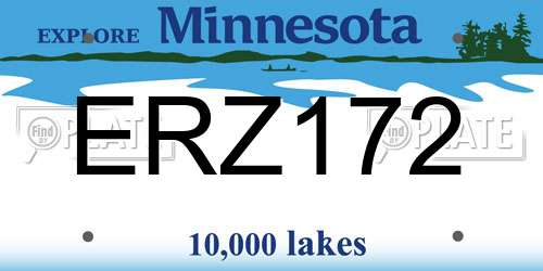 ERZ172 Minnesota License Plate