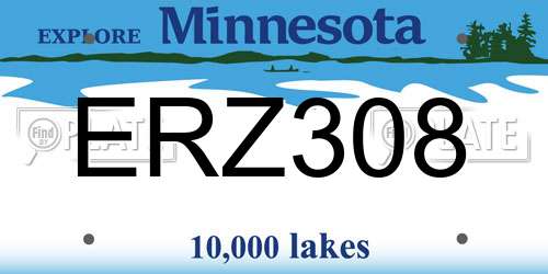 ERZ308 Minnesota License Plate