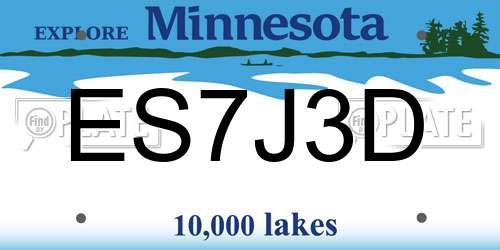 ES7J3D Minnesota License Plate