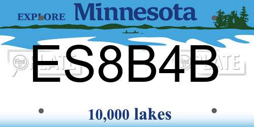 ES8B4B Minnesota License Plate