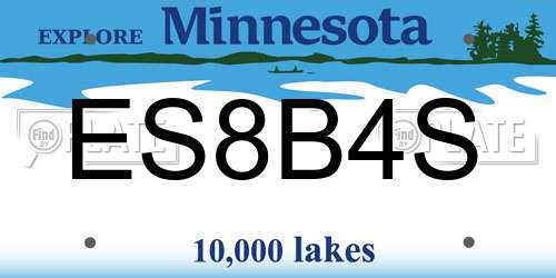 ES8B4S Minnesota License Plate