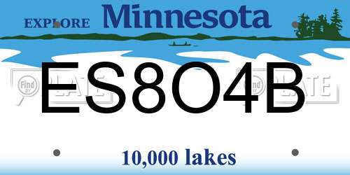 ES8O4B Minnesota License Plate