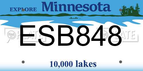ESB848 Minnesota License Plate