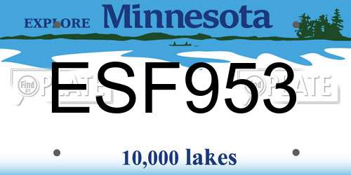 ESF953 Minnesota License Plate