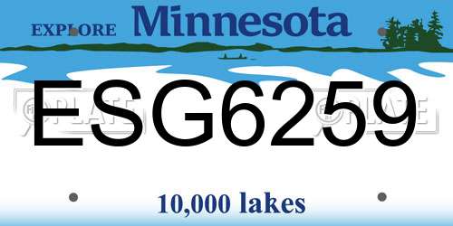 ESG6259 Minnesota License Plate