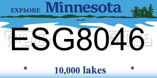 ESG8046 Minnesota License Plate