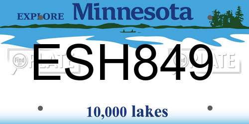 ESH849 Minnesota License Plate