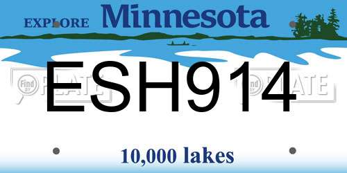 ESH914 Minnesota License Plate