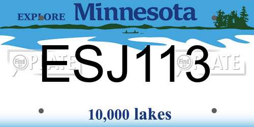 ESJ113 Minnesota License Plate