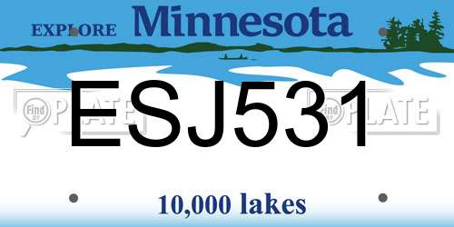 ESJ531 Minnesota License Plate