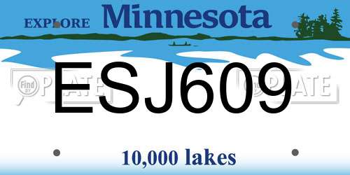 ESJ609 Minnesota License Plate