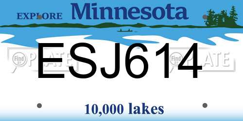 ESJ614 Minnesota License Plate