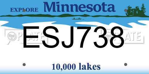 ESJ738 Minnesota License Plate