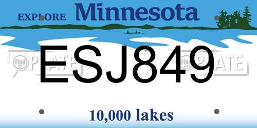 ESJ849 Minnesota License Plate