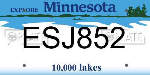 ESJ852 Minnesota License Plate