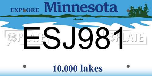 ESJ981 Minnesota License Plate