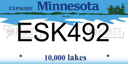 ESK492 Minnesota License Plate