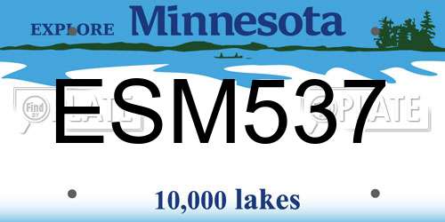 ESM537 Minnesota License Plate