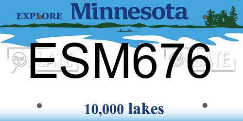 ESM676 Minnesota License Plate