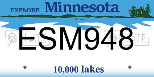 ESM948 Minnesota License Plate