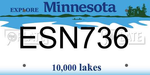 ESN736 Minnesota License Plate