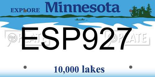 ESP927 Minnesota License Plate