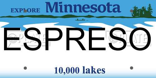ESPRESO Minnesota License Plate