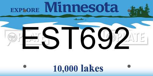 EST692 Minnesota License Plate