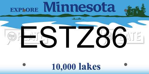 ESTZ86 Minnesota License Plate