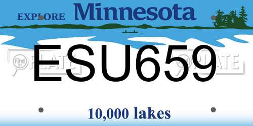 ESU659 Minnesota License Plate