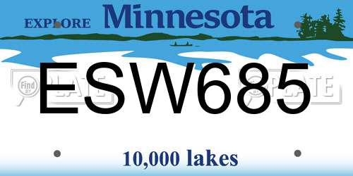 ESW685 Minnesota License Plate