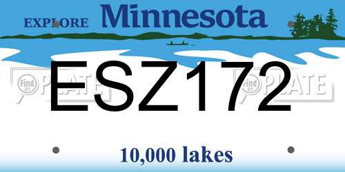 ESZ172 Minnesota License Plate