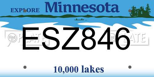ESZ846 Minnesota License Plate